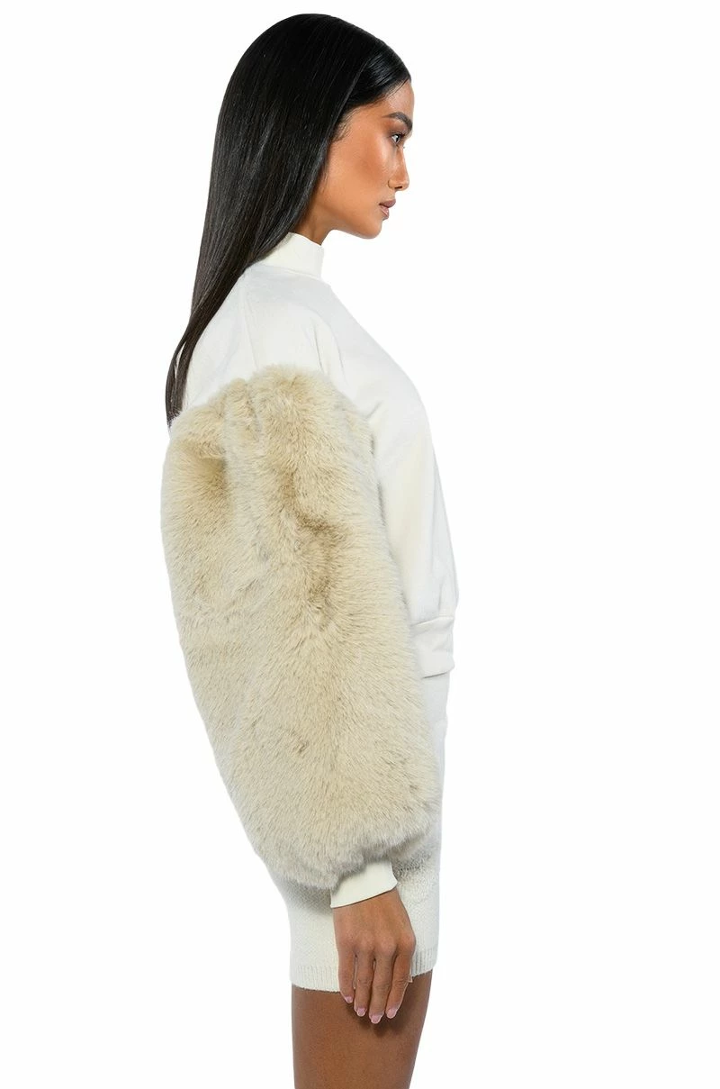 UPPER EAST SIDE FAUX FUR SLEEVE SWEATSHIRT - Image 7