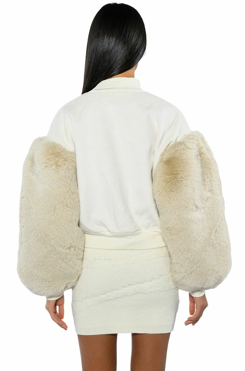 UPPER EAST SIDE FAUX FUR SLEEVE SWEATSHIRT - Image 8