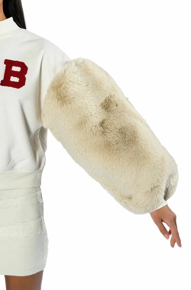 UPPER EAST SIDE FAUX FUR SLEEVE SWEATSHIRT - Image 9