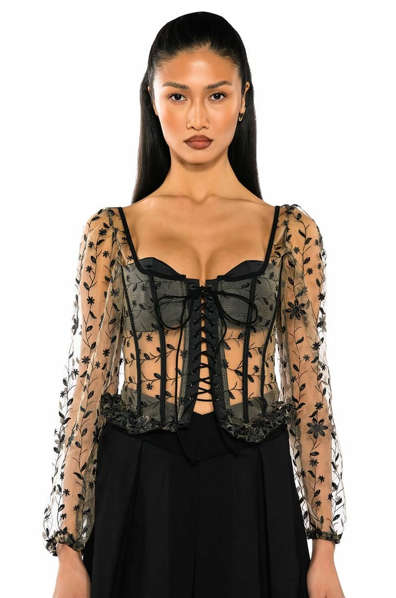 VEN AQUI LACE UP CORSET TOP