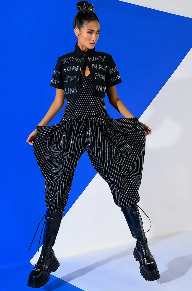 WALK THE WALK RHINESTONE CROPPED SHIRT - Image 3