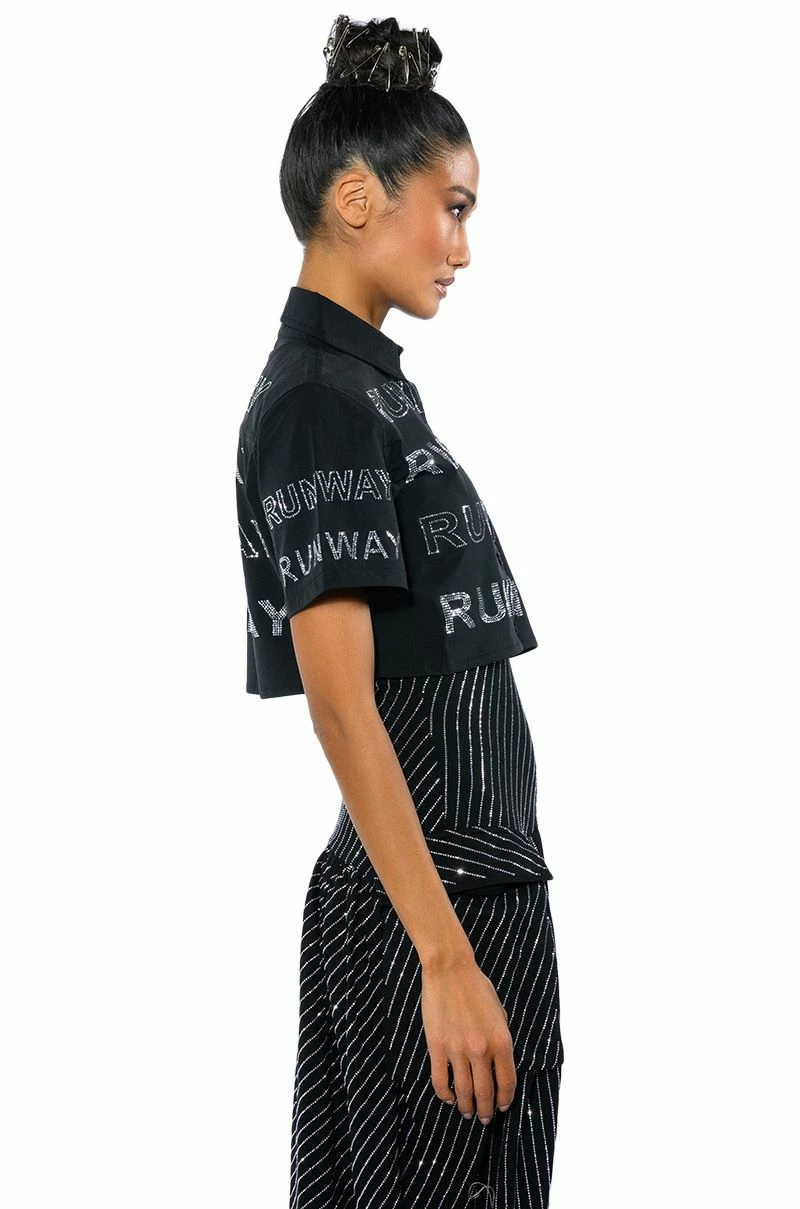 WALK THE WALK RHINESTONE CROPPED SHIRT - Image 8