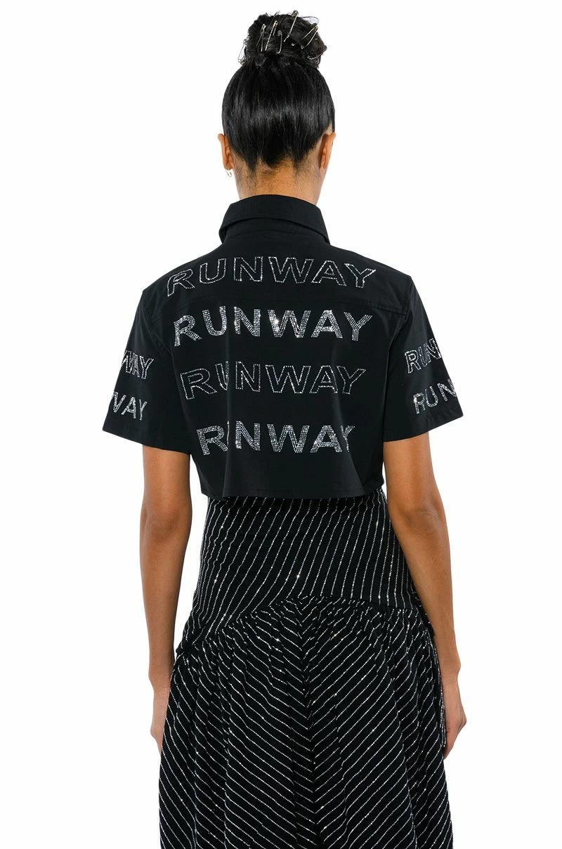 WALK THE WALK RHINESTONE CROPPED SHIRT - Image 9