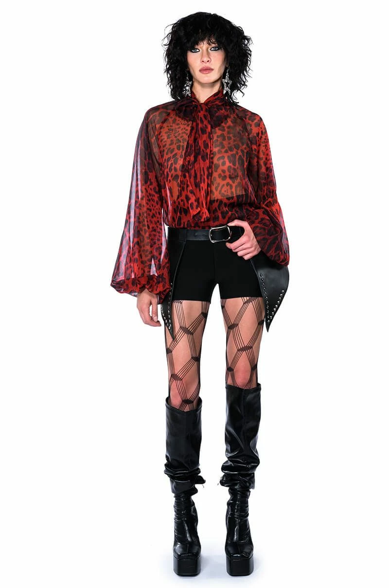 WALK THE WALK TIE NECK SHEER BLOUSE - Image 11