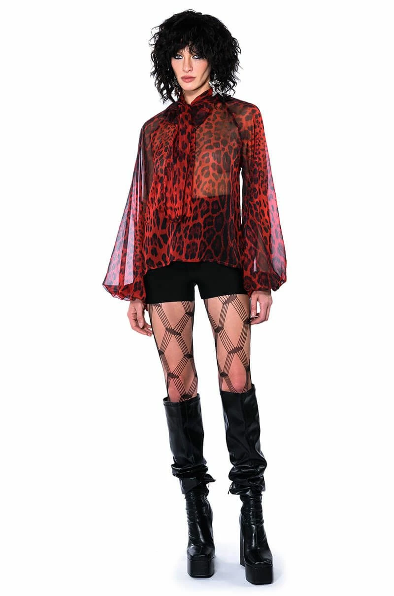 WALK THE WALK TIE NECK SHEER BLOUSE - Image 12