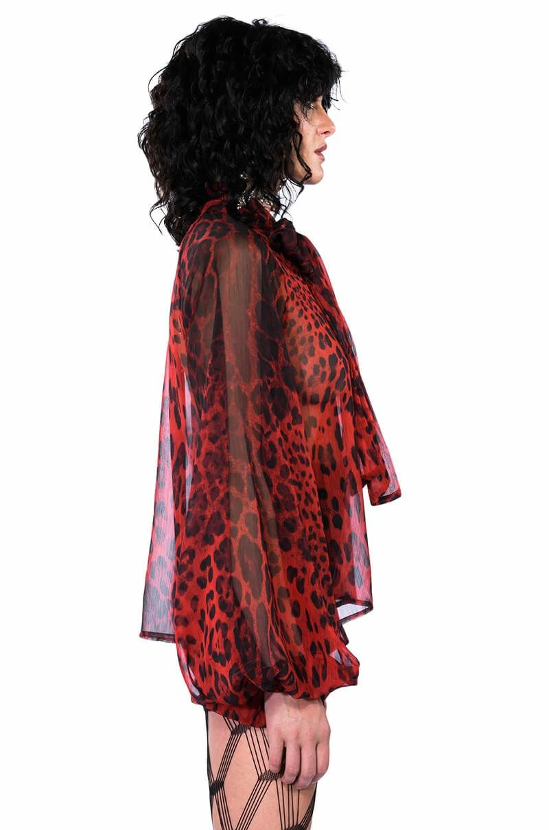 WALK THE WALK TIE NECK SHEER BLOUSE - Image 13