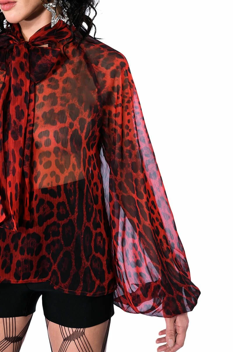 WALK THE WALK TIE NECK SHEER BLOUSE - Image 15