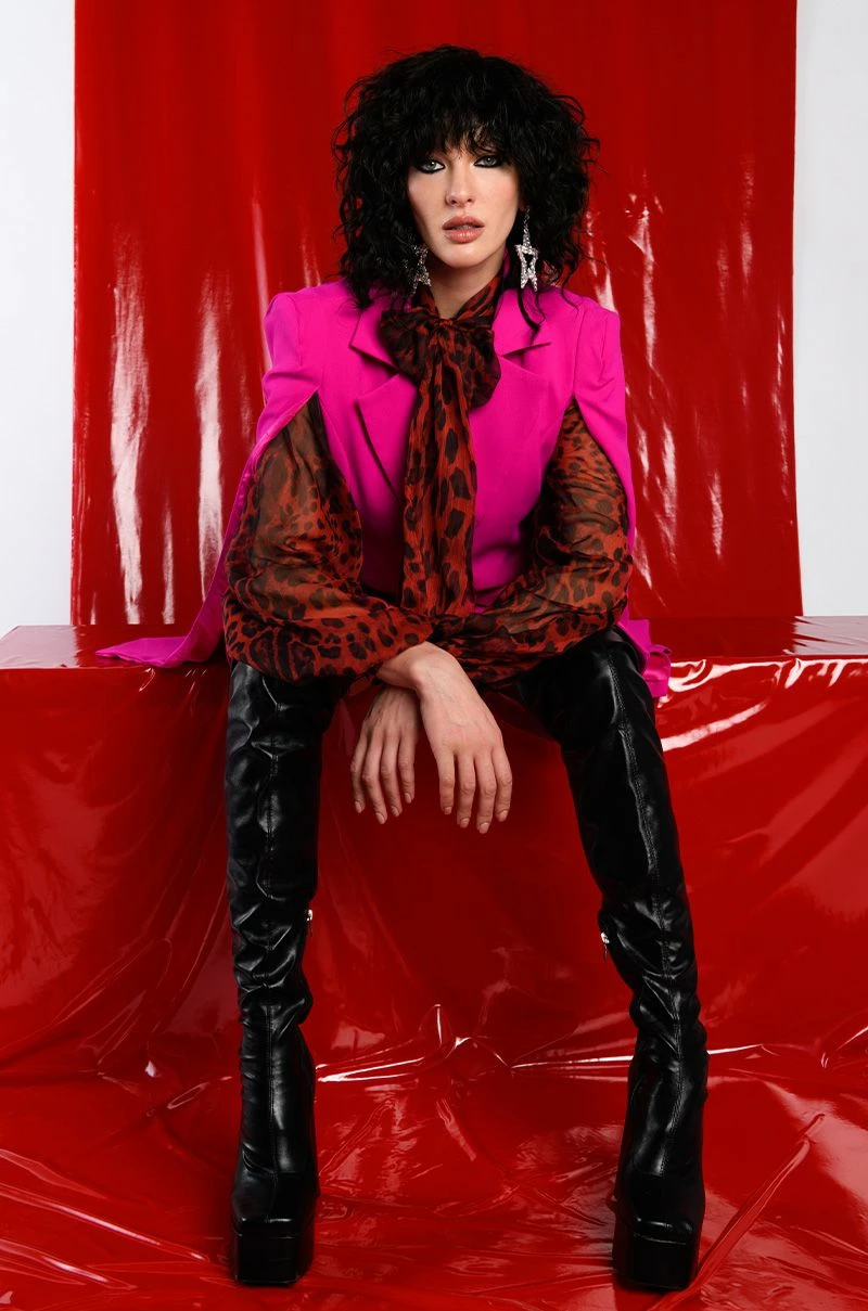 WALK THE WALK TIE NECK SHEER BLOUSE - Image 7