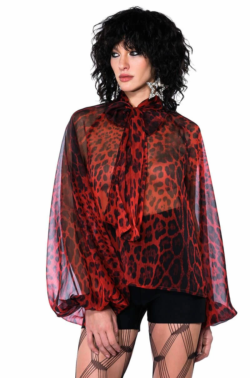 WALK THE WALK TIE NECK SHEER BLOUSE - Image 9