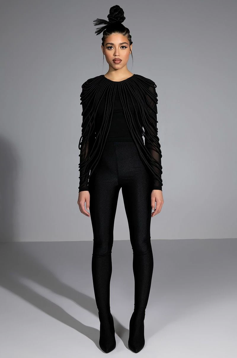 WAVY BABY LONG SLEEVE STRING DETAIL MESH TOP - Image 3