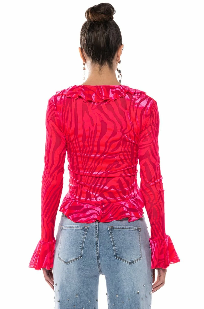 WE LIKE TO PARTY RUFFLED COLLAR TIE FRONT BLOUSE - Image 4