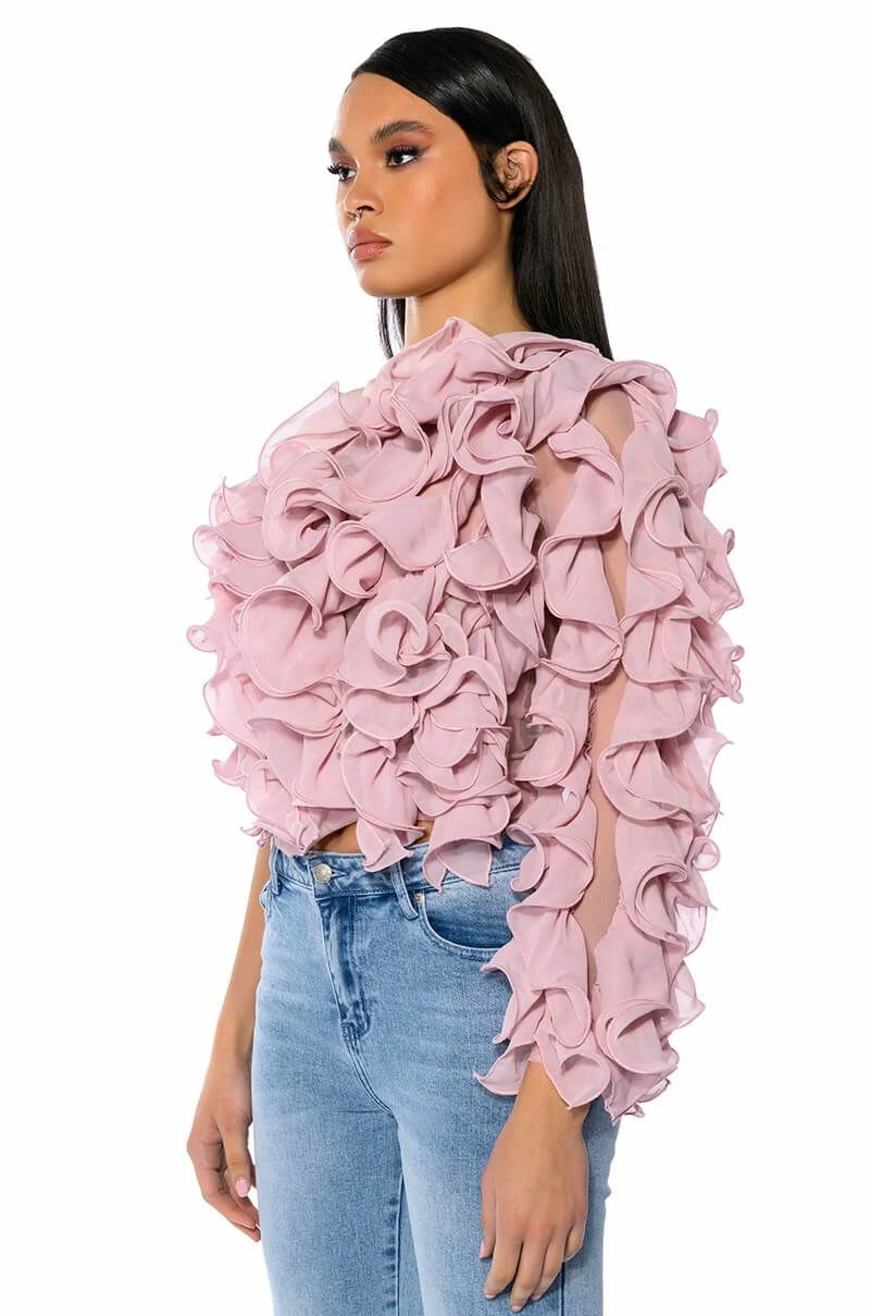 WHAT YOU WANT ONE SLEEVE TEXTURED TOP - Image 2