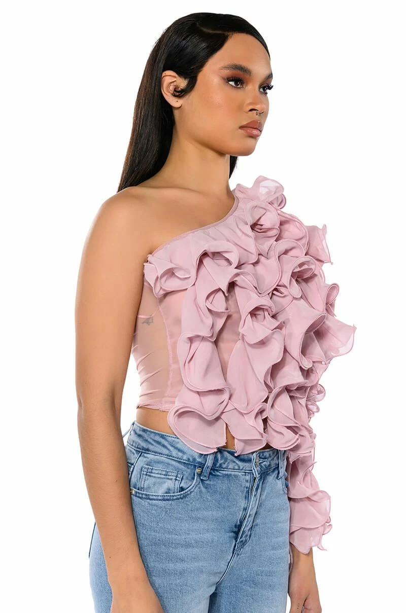 WHAT YOU WANT ONE SLEEVE TEXTURED TOP - Image 3