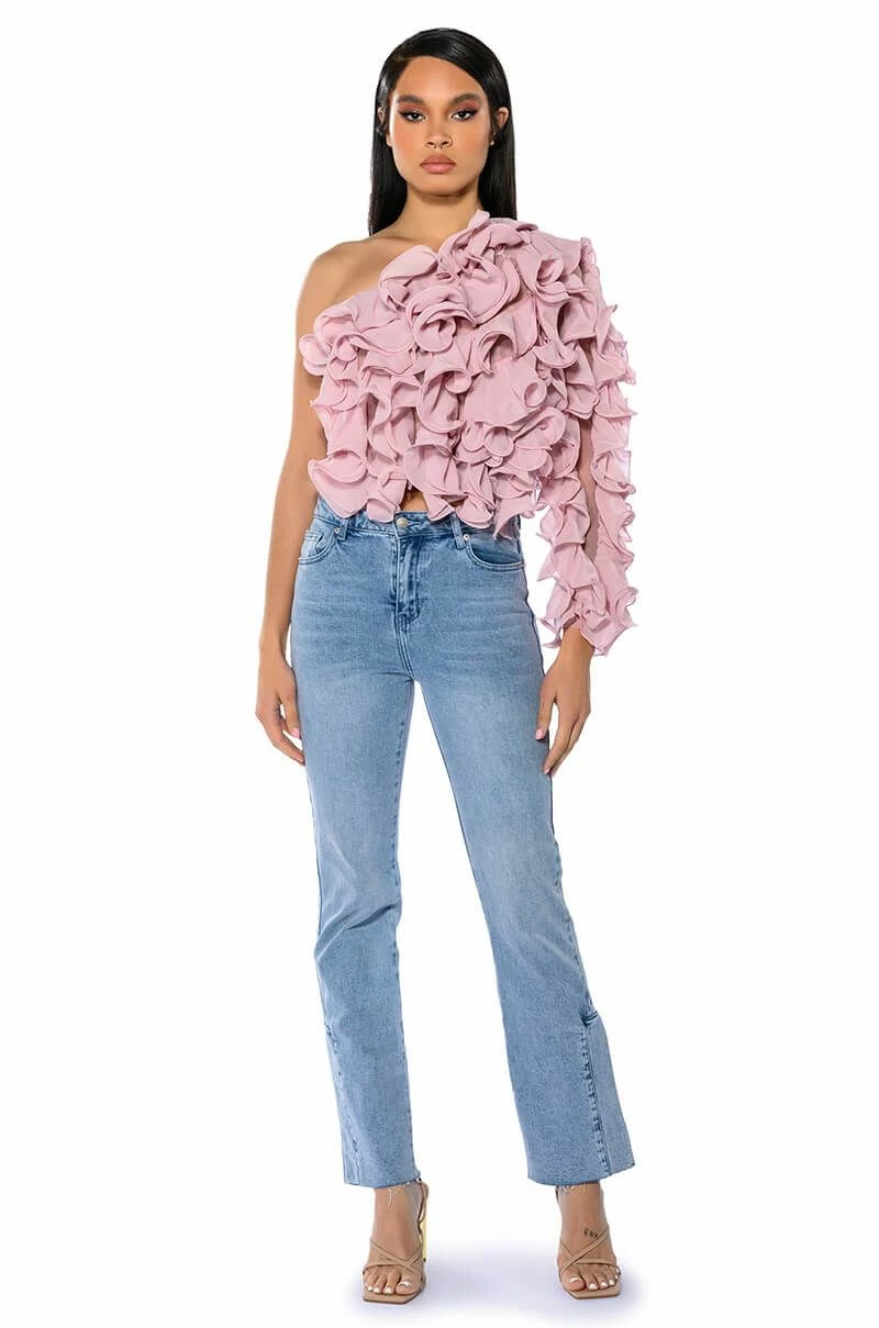 WHAT YOU WANT ONE SLEEVE TEXTURED TOP - Image 4