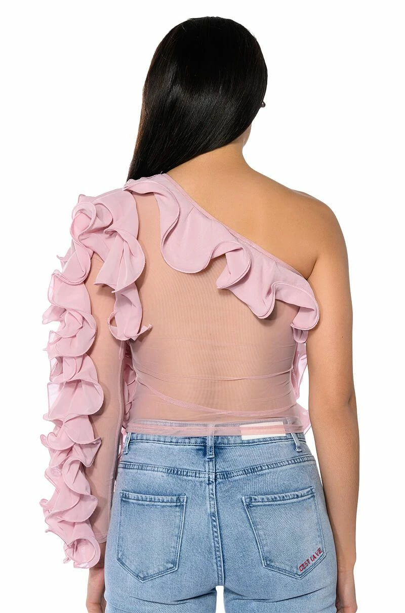 WHAT YOU WANT ONE SLEEVE TEXTURED TOP - Image 7