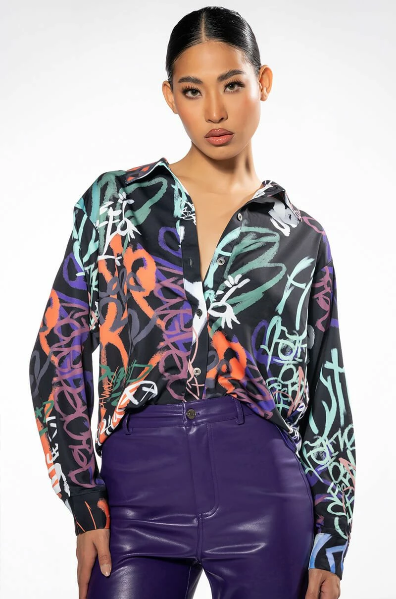 WILDER PRINTED BUTTON DOWN BLOUSE - Image 2