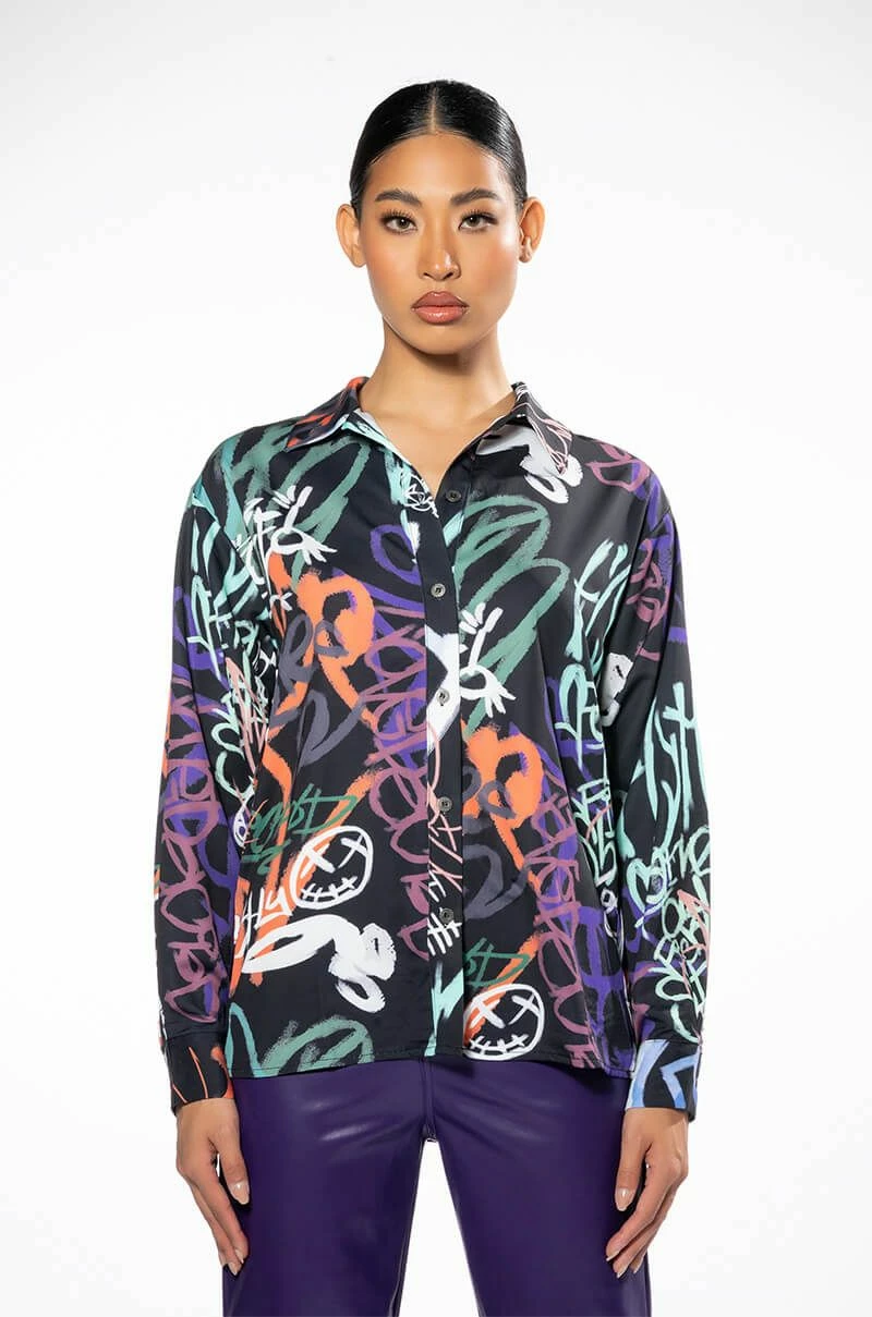 WILDER PRINTED BUTTON DOWN BLOUSE - Image 4