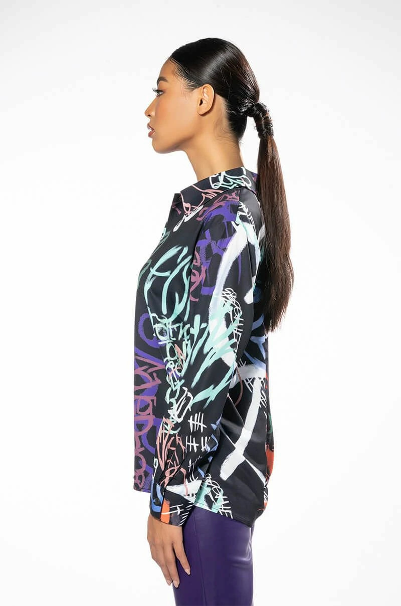 WILDER PRINTED BUTTON DOWN BLOUSE - Image 5