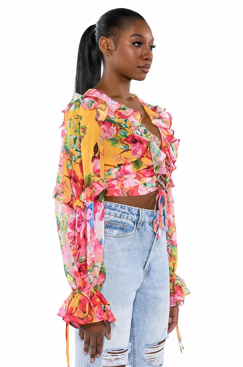 WILDFLOWER LONG SLEEVE RUFFLE BLOUSE - Image 2