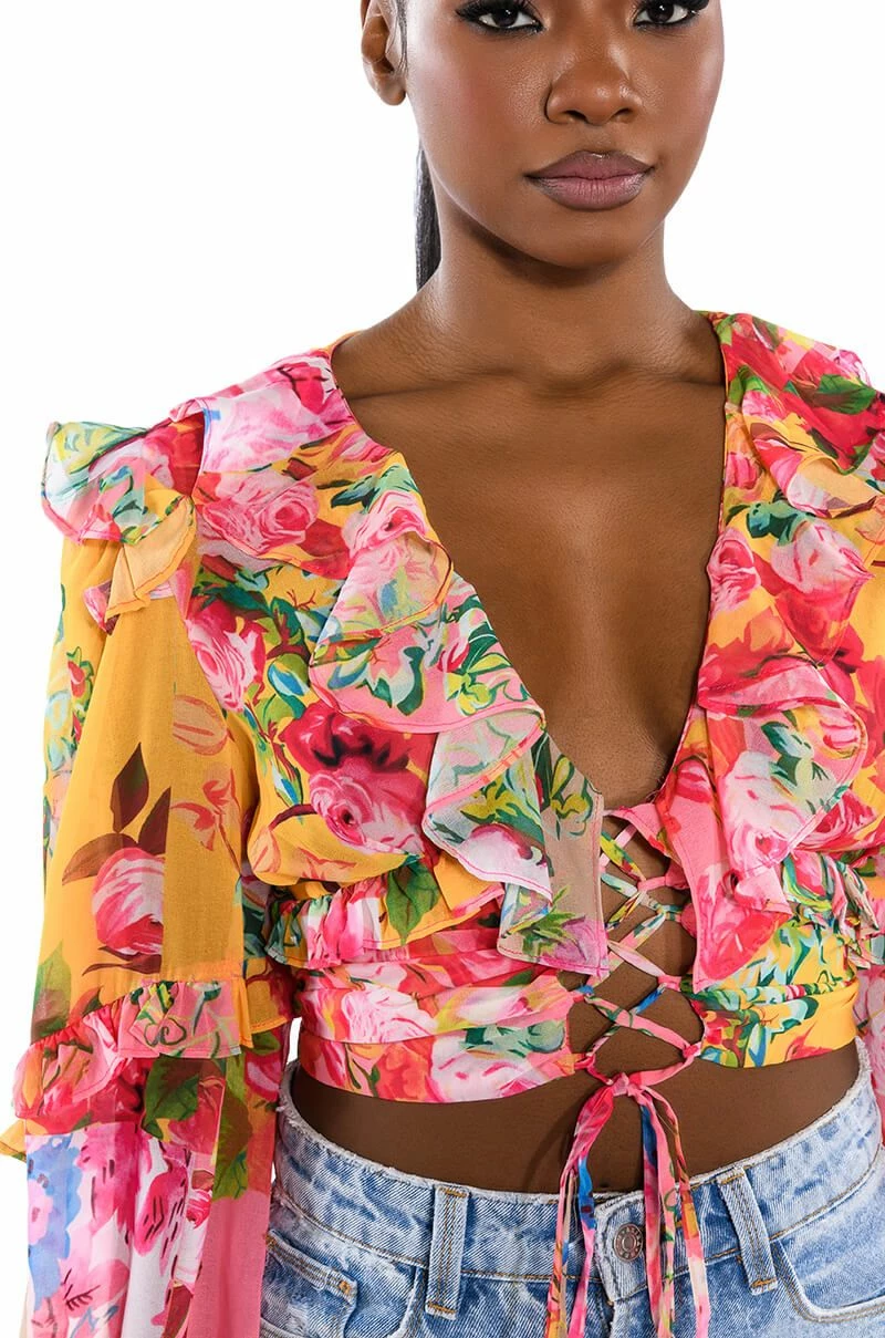 WILDFLOWER LONG SLEEVE RUFFLE BLOUSE - Image 6