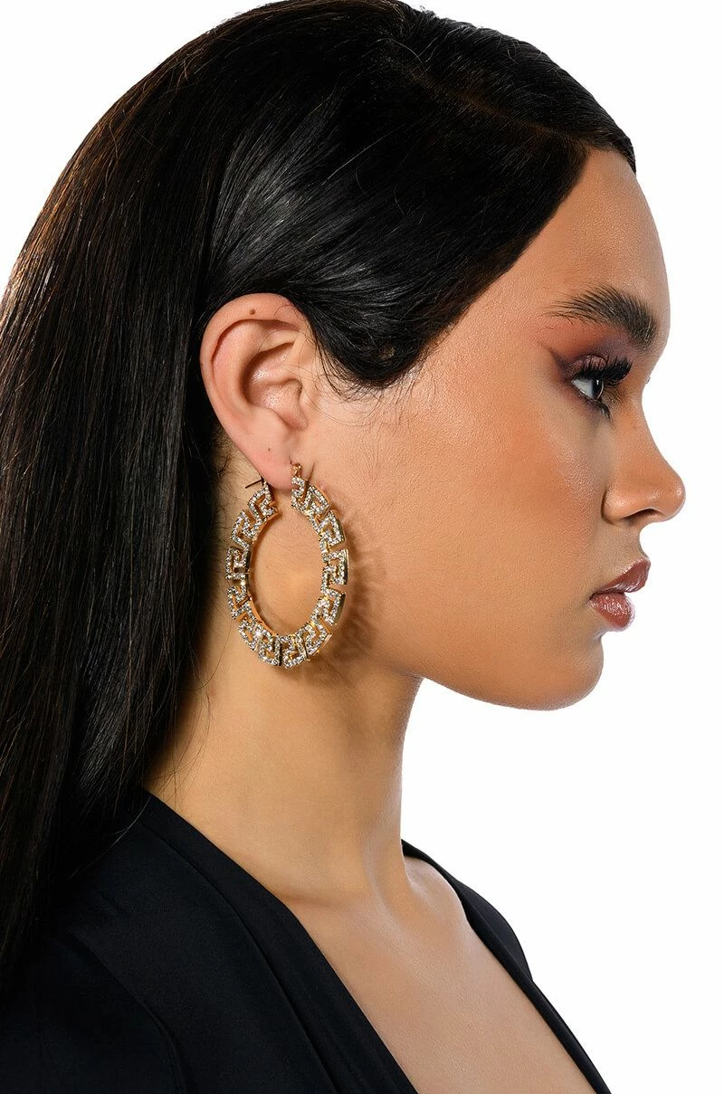 WORK OF ART EMBELLISHED HOOP EARRINGS