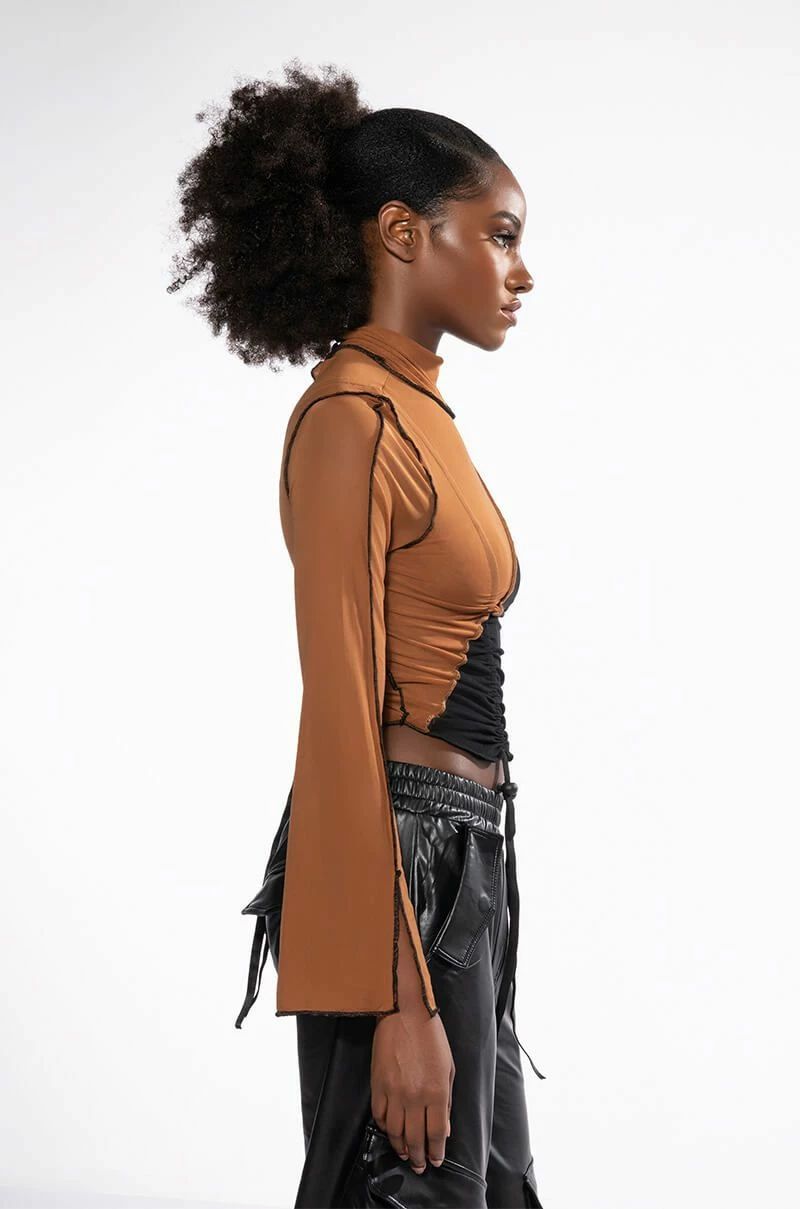 YIN AND YANG LONG SLEEVE MESH TURTLENECK TOP - Image 4