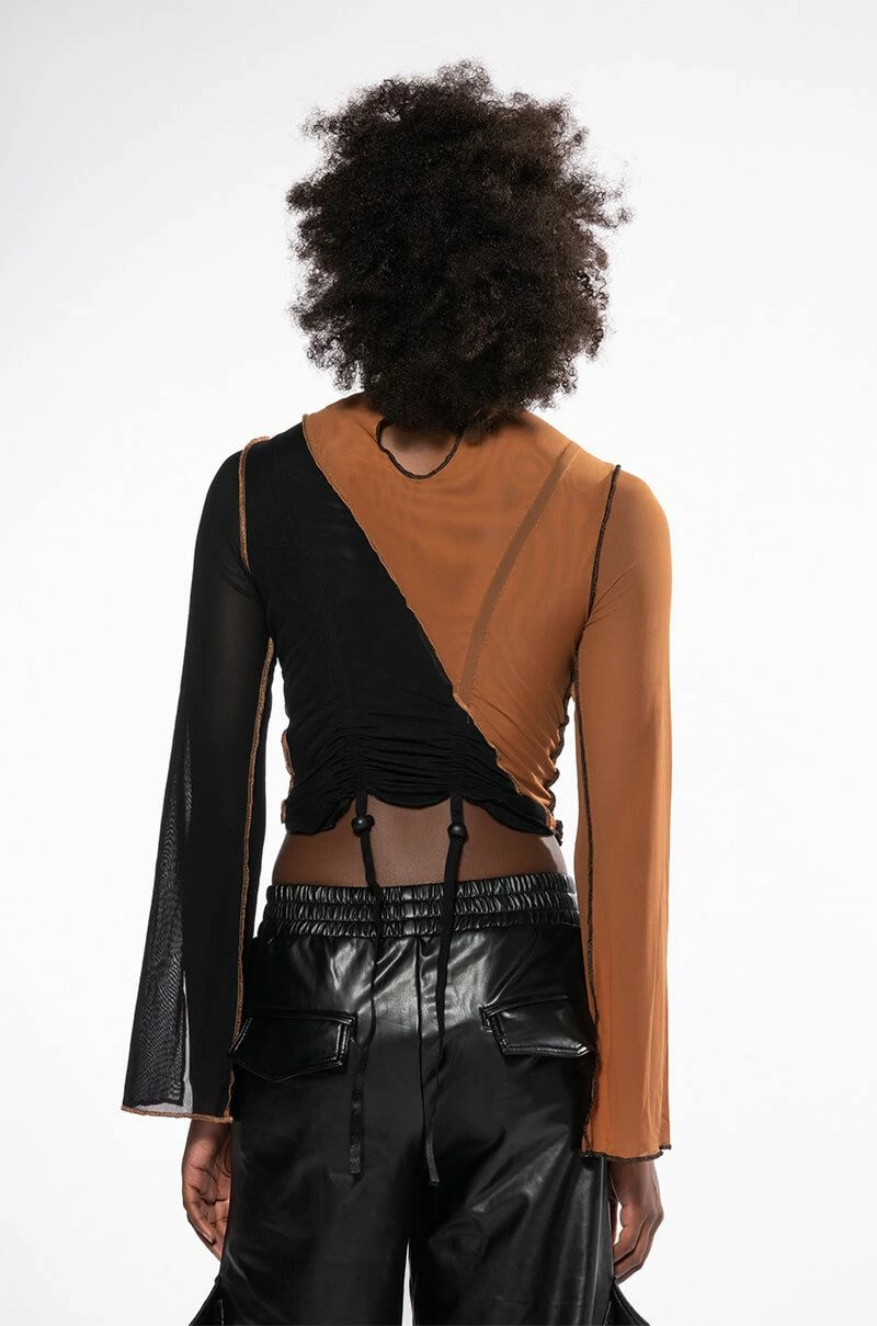 YIN AND YANG LONG SLEEVE MESH TURTLENECK TOP - Image 6