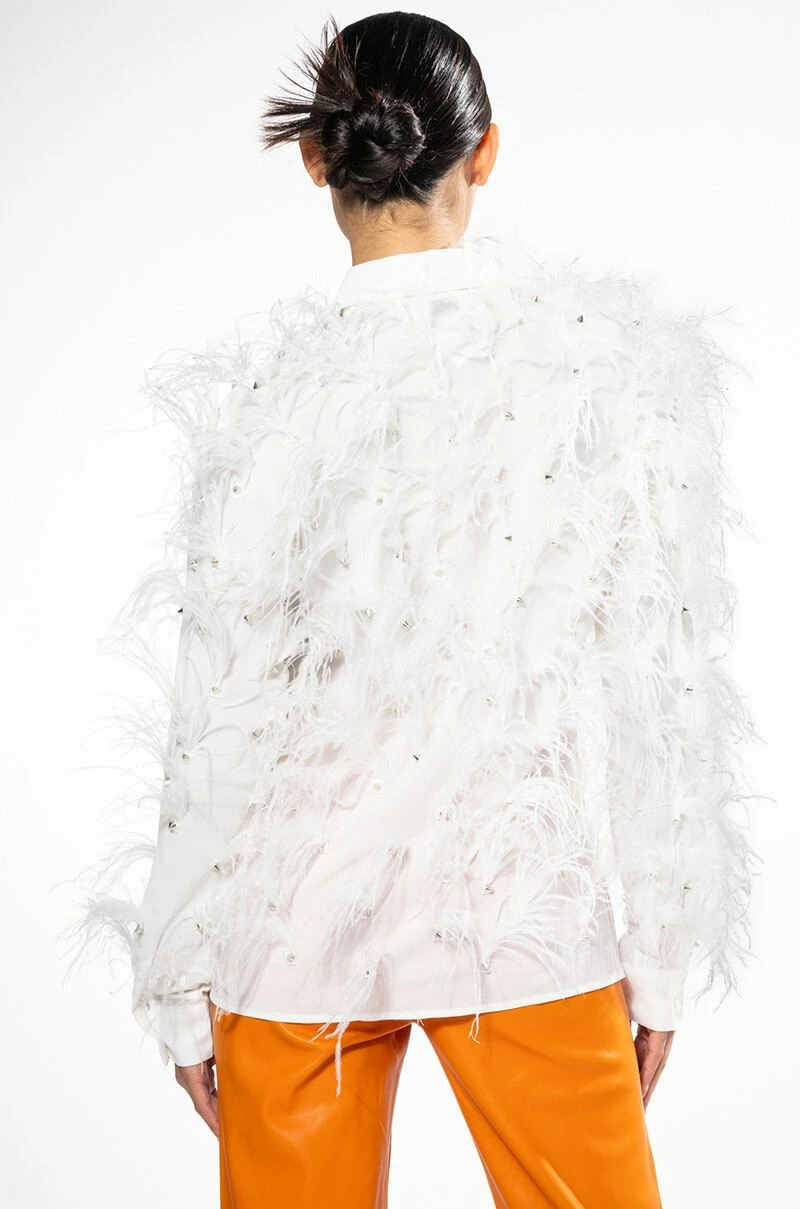 ZSA ZSA ALL OVER FEATHER BUTTON DOWN BLOUSE - Image 3