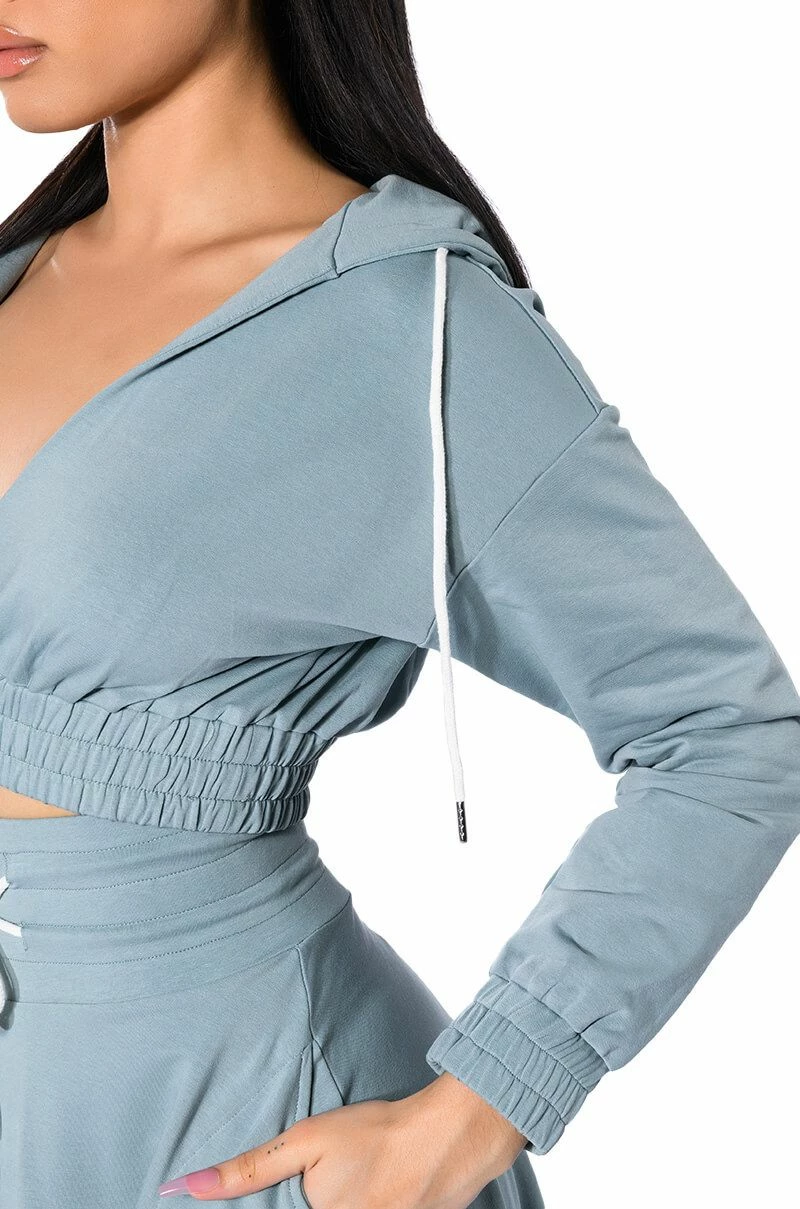 ZUMI CROPPED WRAP FRONT HOODIE - Image 8