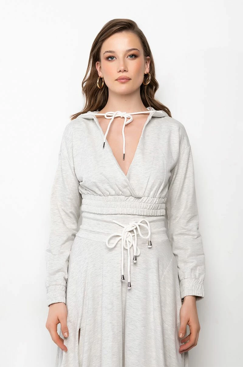 ZUMI CROPPED WRAP FRONT HOODIE - Image 4